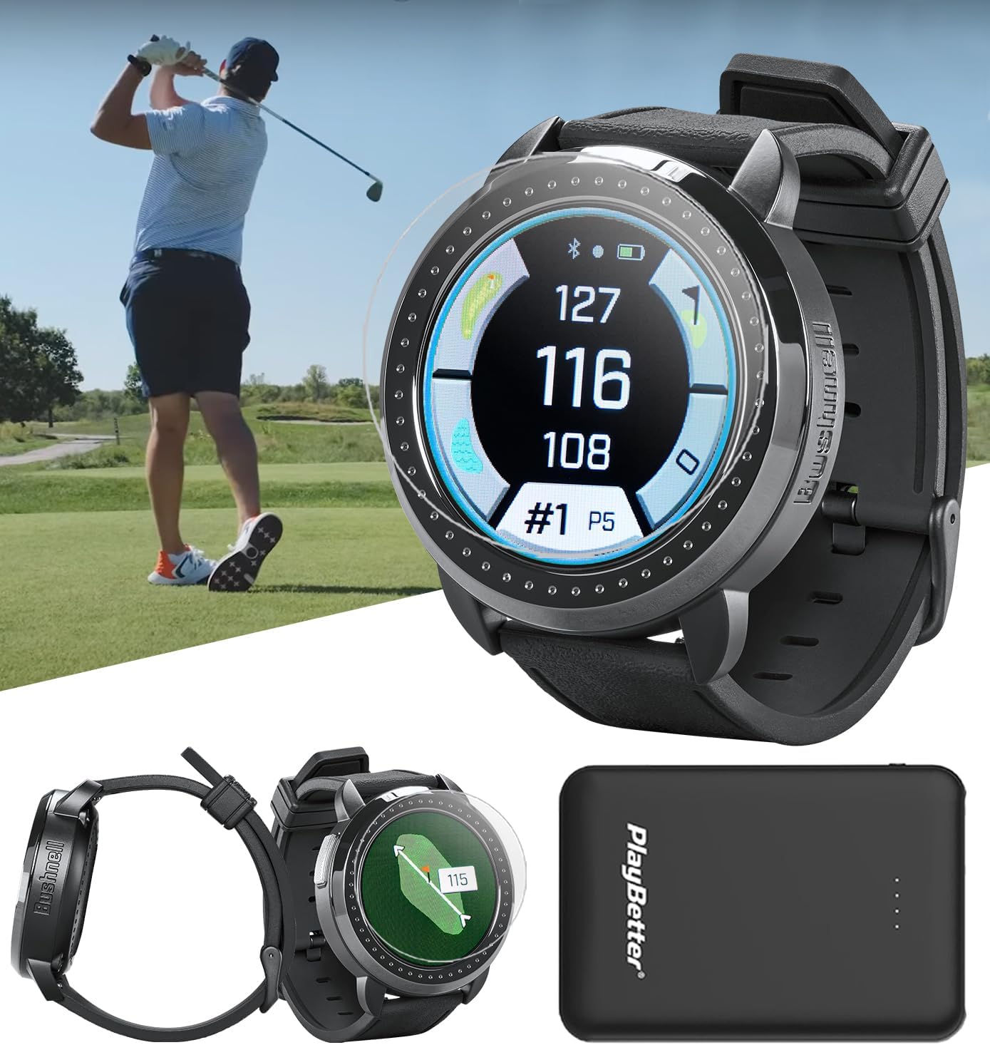 Top Golf GPS Watch Bundle - 38K Courses, Long Battery Life