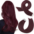 Moresoo Wine Red Tape in Hair Extensions 16 in #99J - Seamless