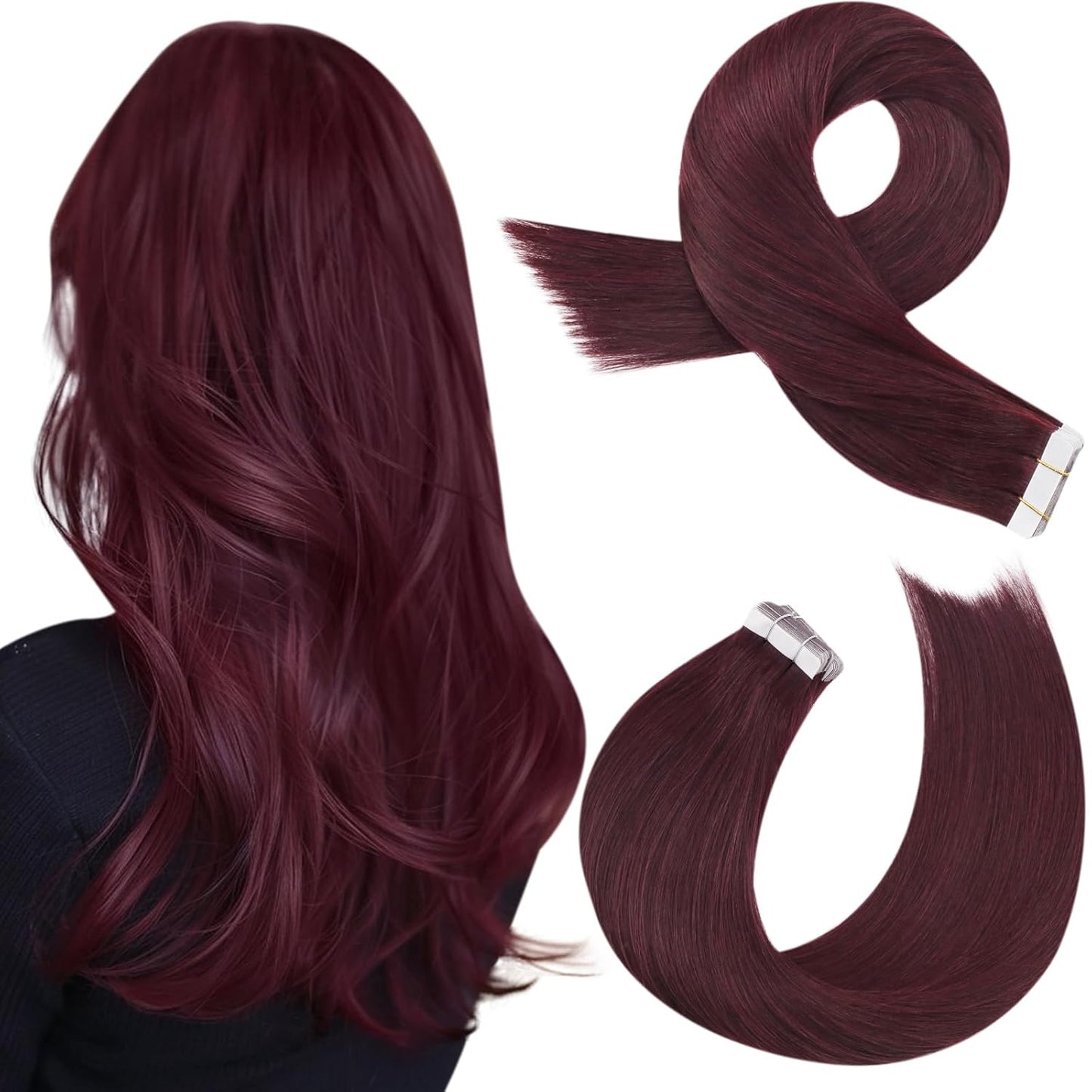 Moresoo Burgundy Tape in Extensions for Seamless Hair Beauty