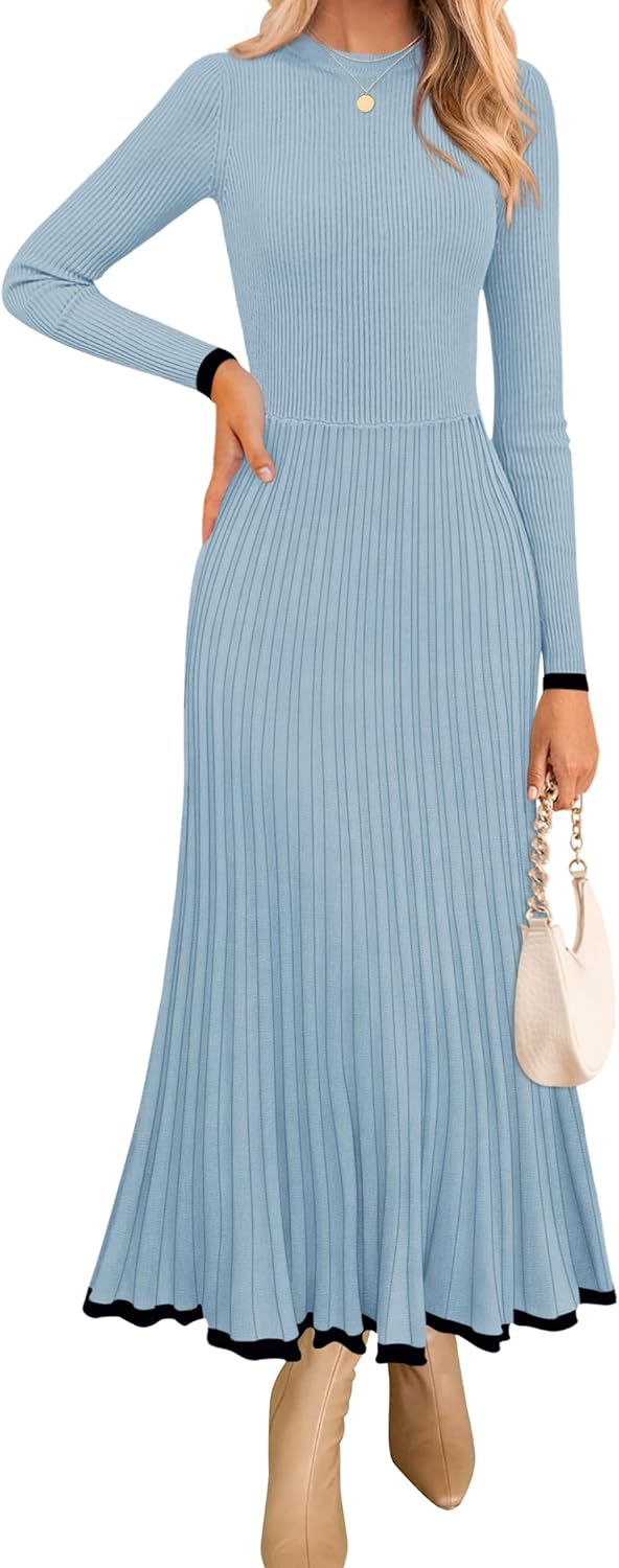 ZESICA Women's Long Sleeve Sweater Dress for Fall Weddings