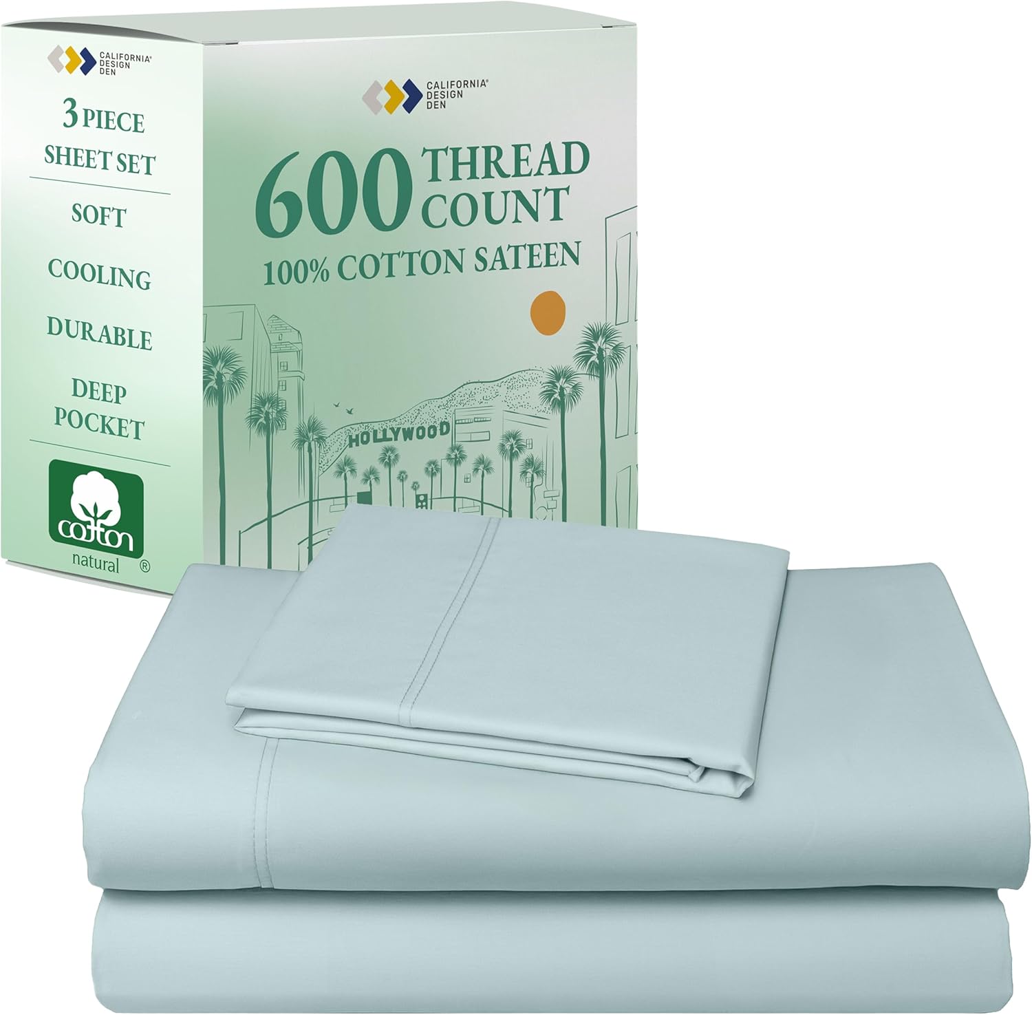 Luxury Twin Sheet Set - 100% Cotton, 600 Thread Count Bedding