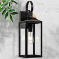Large Dusk to Dawn Outdoor Wall Light 19in Black with Gold Trim