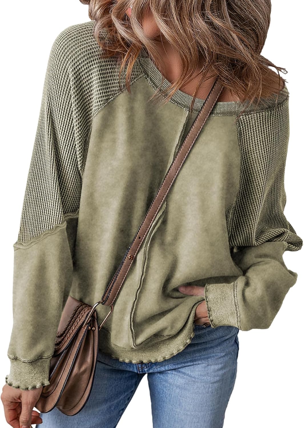 SHEWIN Womens Oversized Off The Shoulder Sweatshirt for Style