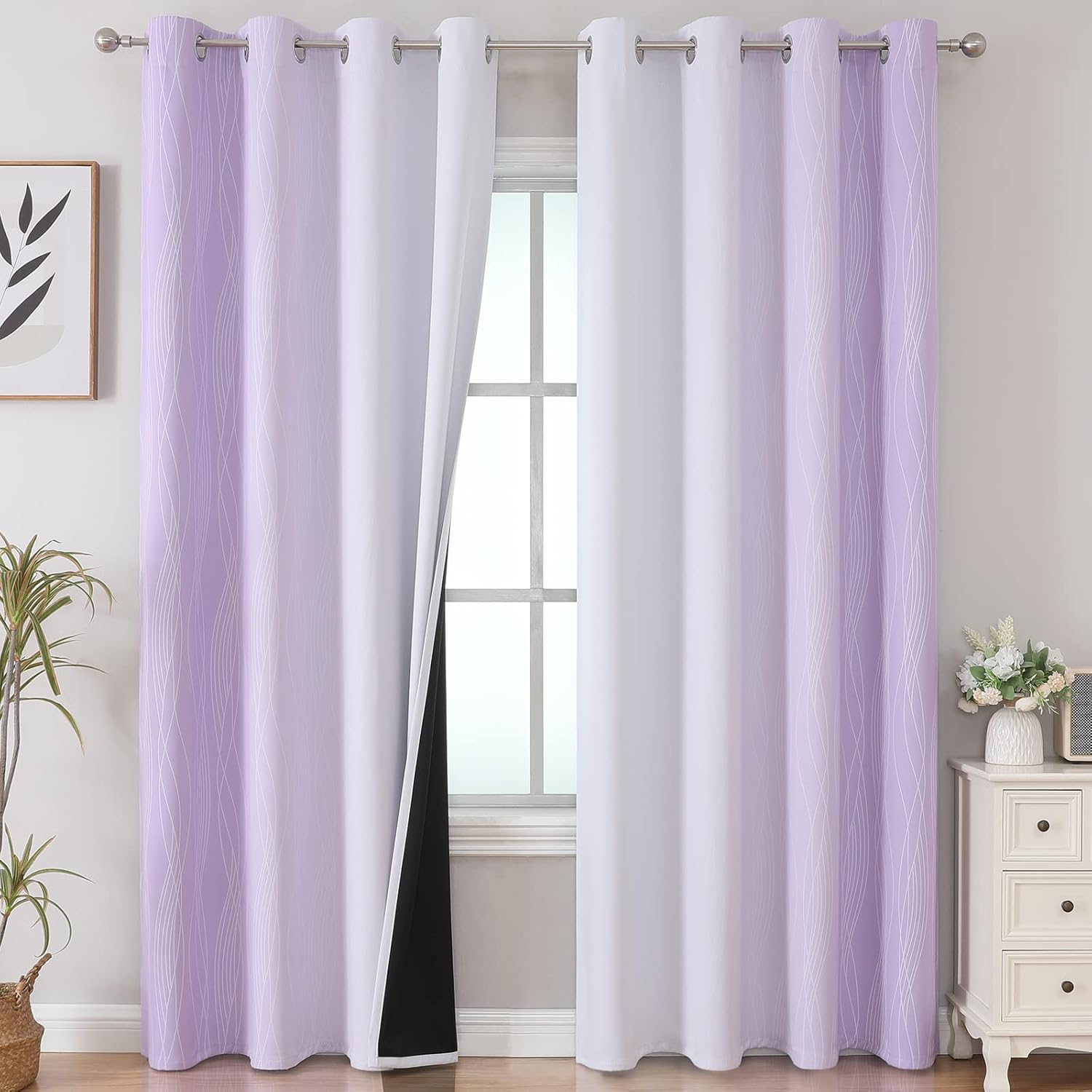 Ombre Blackout Curtains Set for Bedroom and Living Room Decor