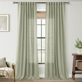 Linen Blend Sage Green Curtains 90 in Length 2 Panels - Light