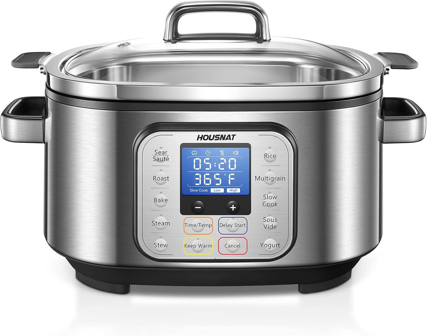 HOUSNAT 10-in-1 Slow Cooker: Programmable Stainless Steel Power