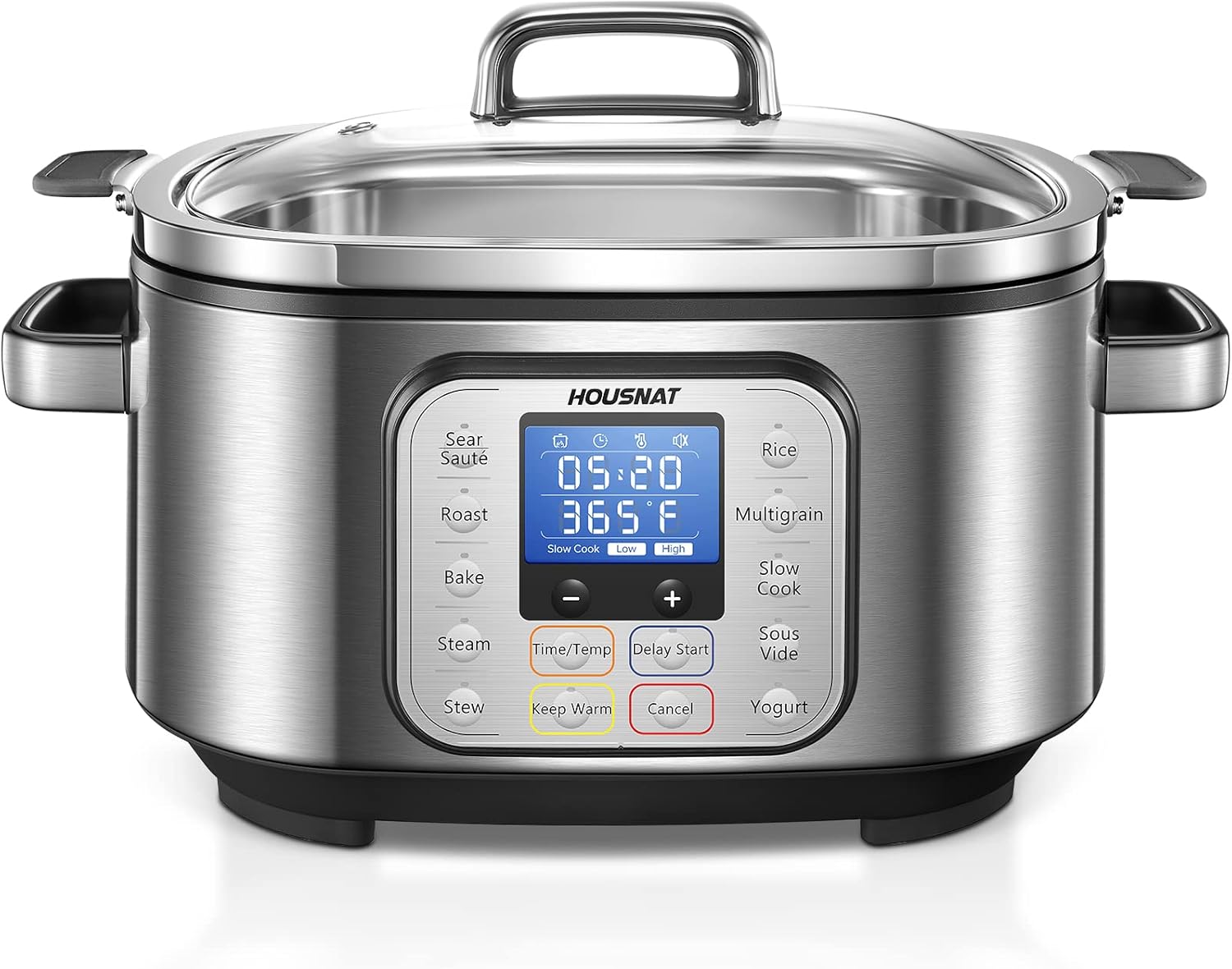 HOUSNAT 10-in-1 Slow Cooker: Programmable Stainless Steel Power