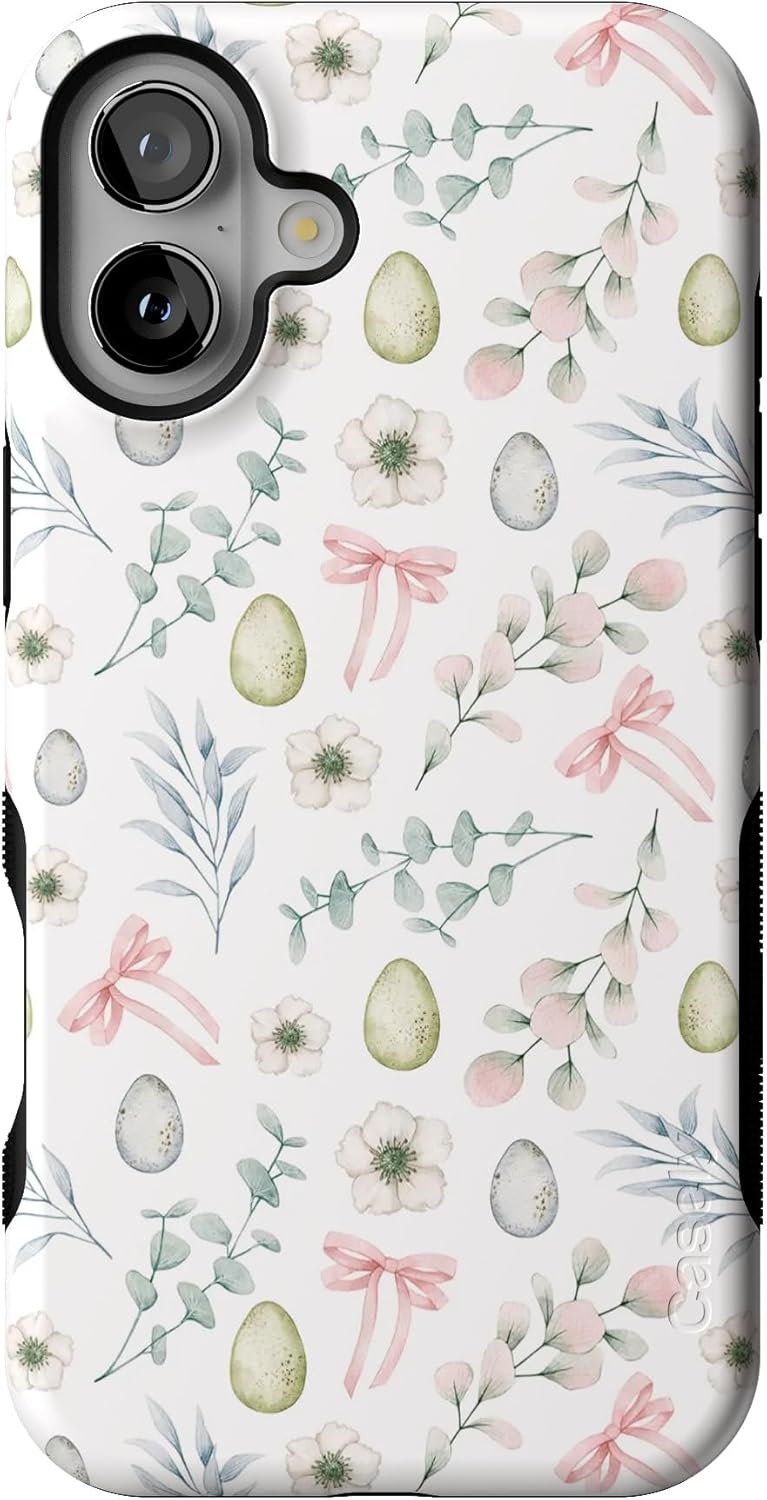 Casely iPhone 16 Plus Case - So Eggxtra Spring Garden Design