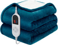 Heated Blanket Throw 50in x 60in - Cozy Flannel Sherpa Electric Throw