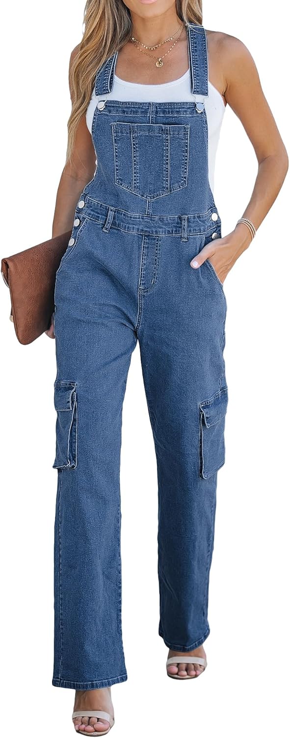 Luvamia Cargo Jean Overalls for Women - Trendy Utility Jumpsuit