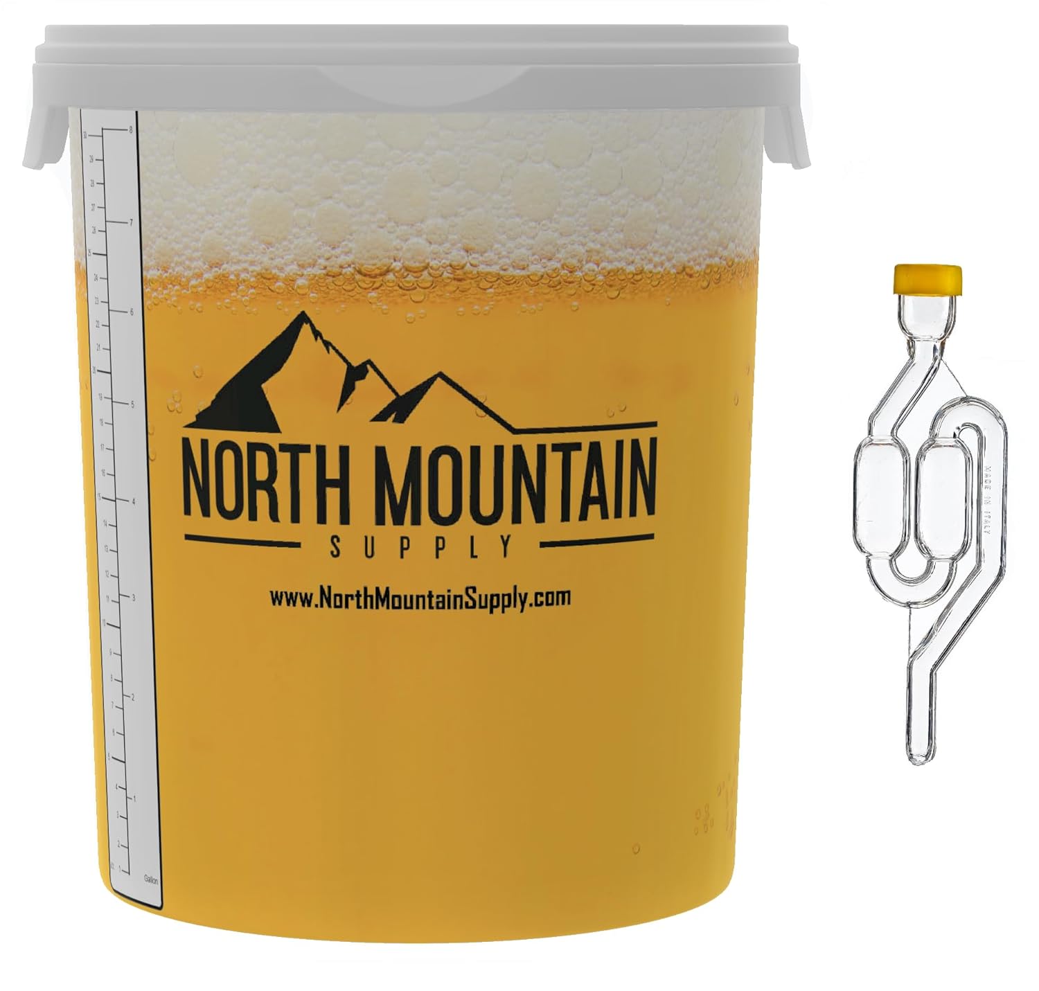 8 Gallon Graduated Fermenting Bucket with Twin Bubble Airlock
