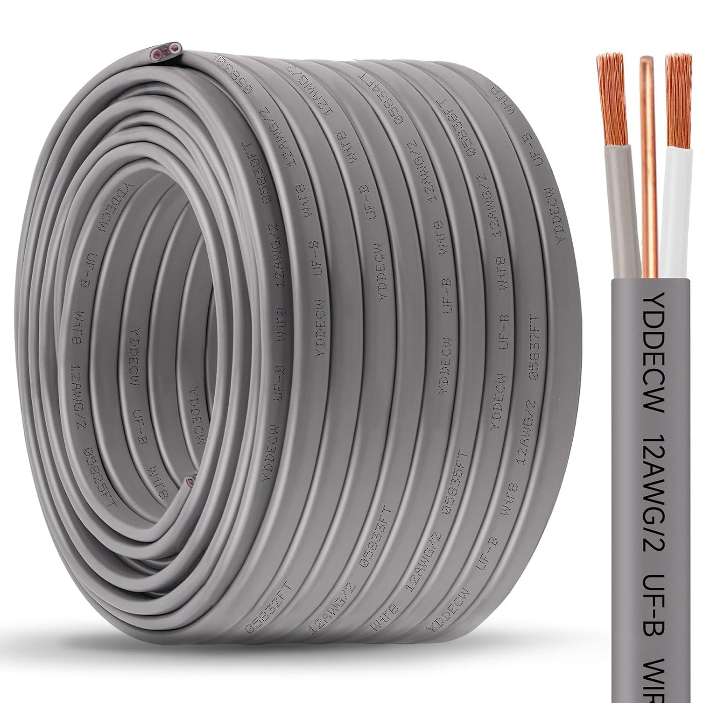 12/2 UF-B Wire - 250FT 100% Pure Copper for Direct Burial