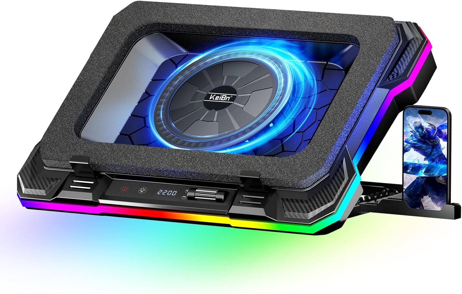 KeiBn Gaming Laptop Cooling Pad with 5.5in Fan and RGB Lights