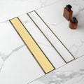 28-Inch Linear Shower Drain with Tile Insert Grate - Brushed Gold