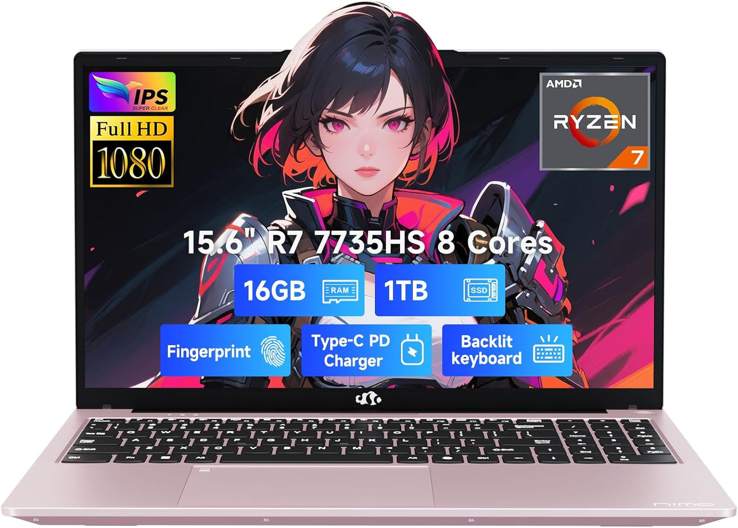 NIMO 15.6 IPS FHD Gaming Laptop with Ryzen 7 and Radeon 680M