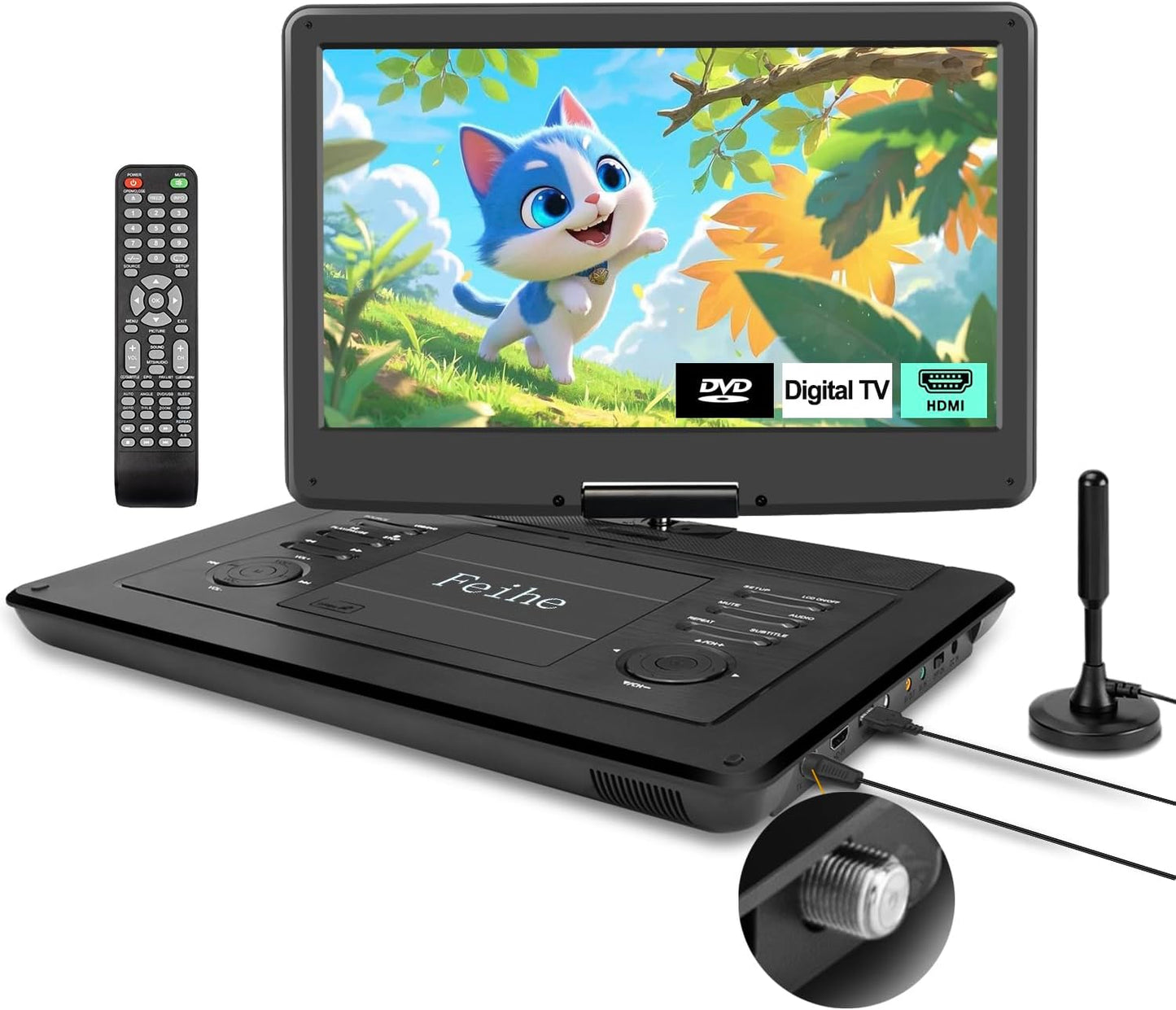 17.9 Portable DVD Player with TV Combo and Large HD Screen