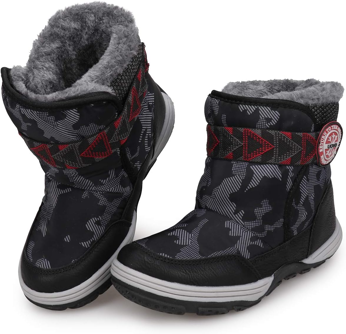 UOVO Boys Snow Boots Waterproof Winter Boots for Kids Warm Fur