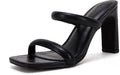 Womens Square Open Toe Heeled Sandals Two Strap Mule - Elegant 3.5in