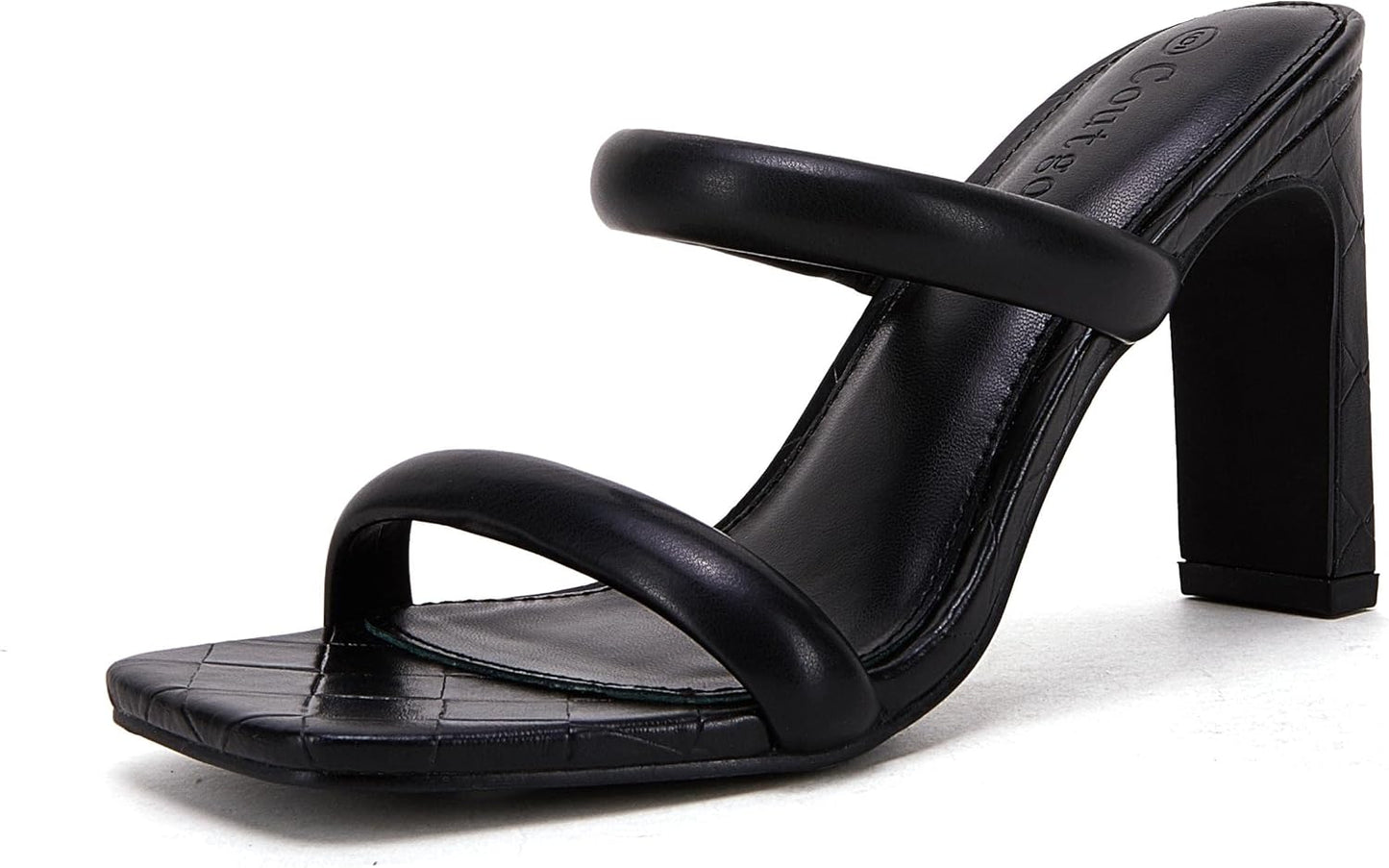 Coutgo Womens Square Open Toe Heeled Sandals for Chic Style
