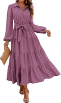 Dowerme Women's Long Sleeve Dress - Chic A-Line Flowy Style