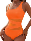 One Shoulder Sexy One Piece Swimsuit - Slimming Mesh Swimwear Women's