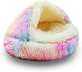 ShinHye Cat Bed Round Plush Hooded Cave - Cozy Anti-Anxiety Pet Bed