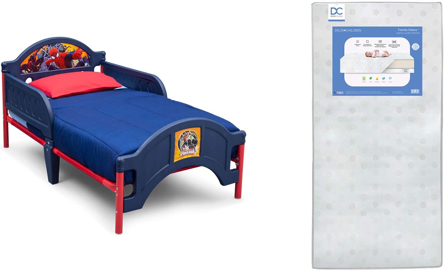 Delta Children Plastic Toddler Bed with Spider-Man Design Bundle