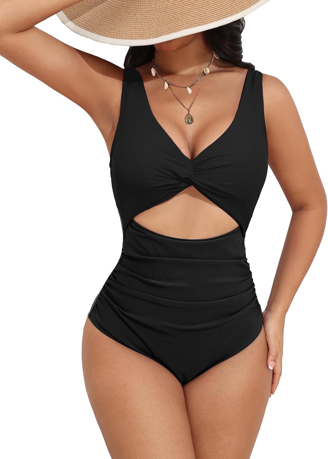 AI'MAGE Women's One Piece Swimsuit High Waisted Cutout Monokini