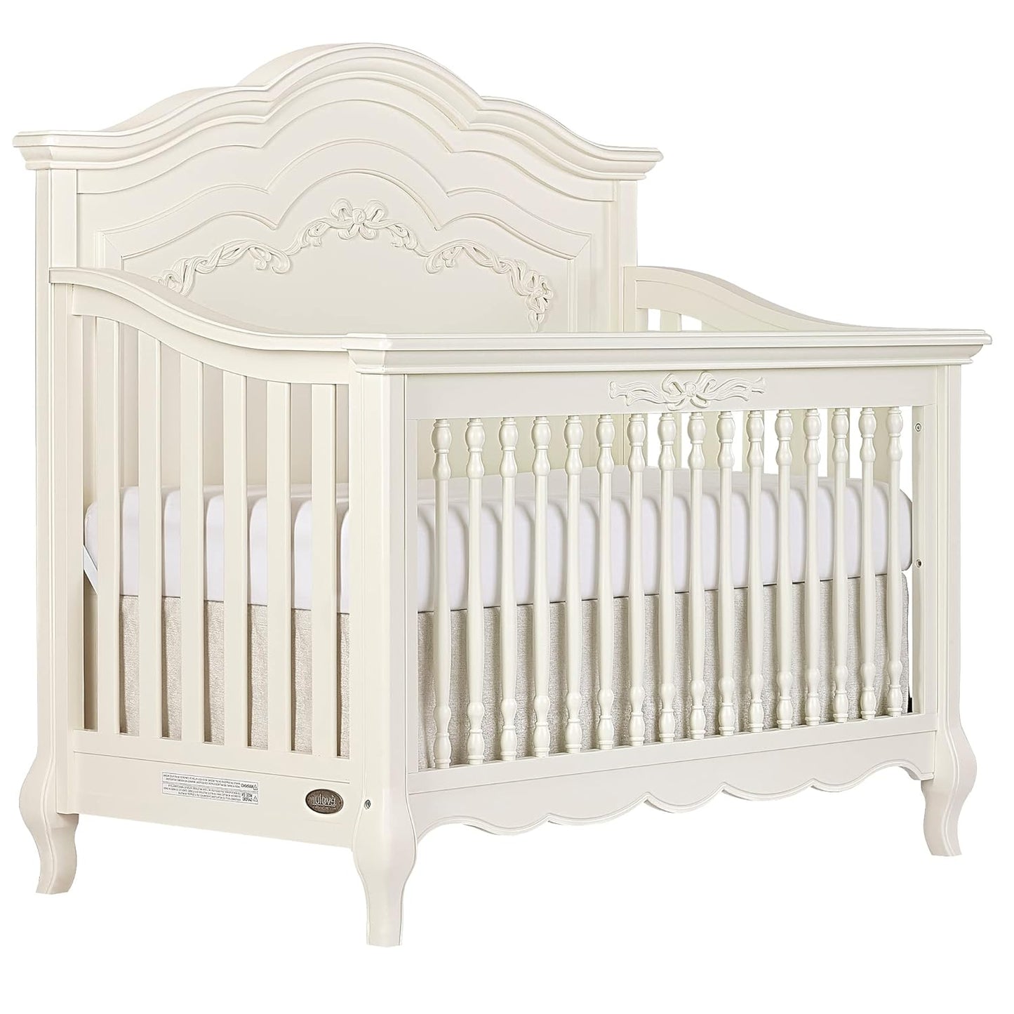 Evolur Aurora 5-in-1 Convertible Baby Crib in Ivory Lace