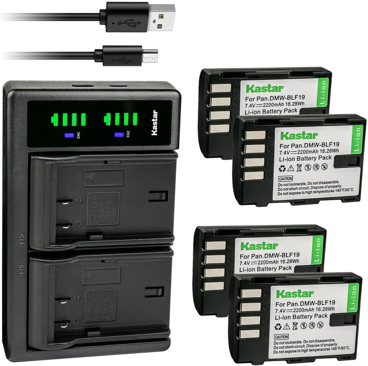 Kastar 4-Pack Battery and USB Charger for Panasonic Lumix Cameras