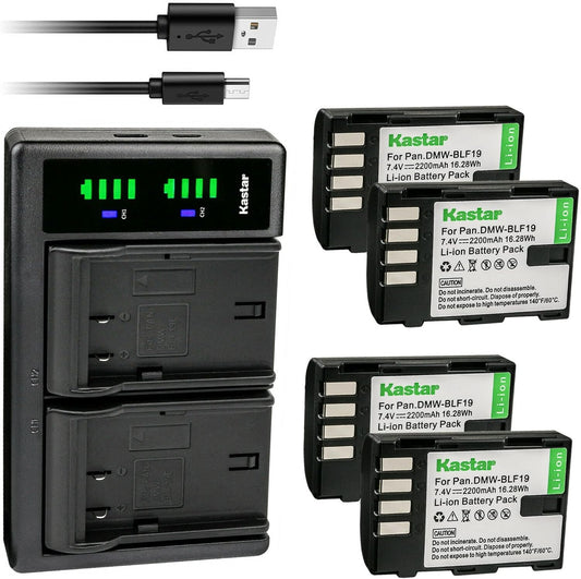 Kastar 4-Pack Battery and USB Charger for Panasonic Lumix Cameras