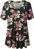 FOLUNSI Womens Plus Size V Neck Floral Tunic Top - Flowy Comfort