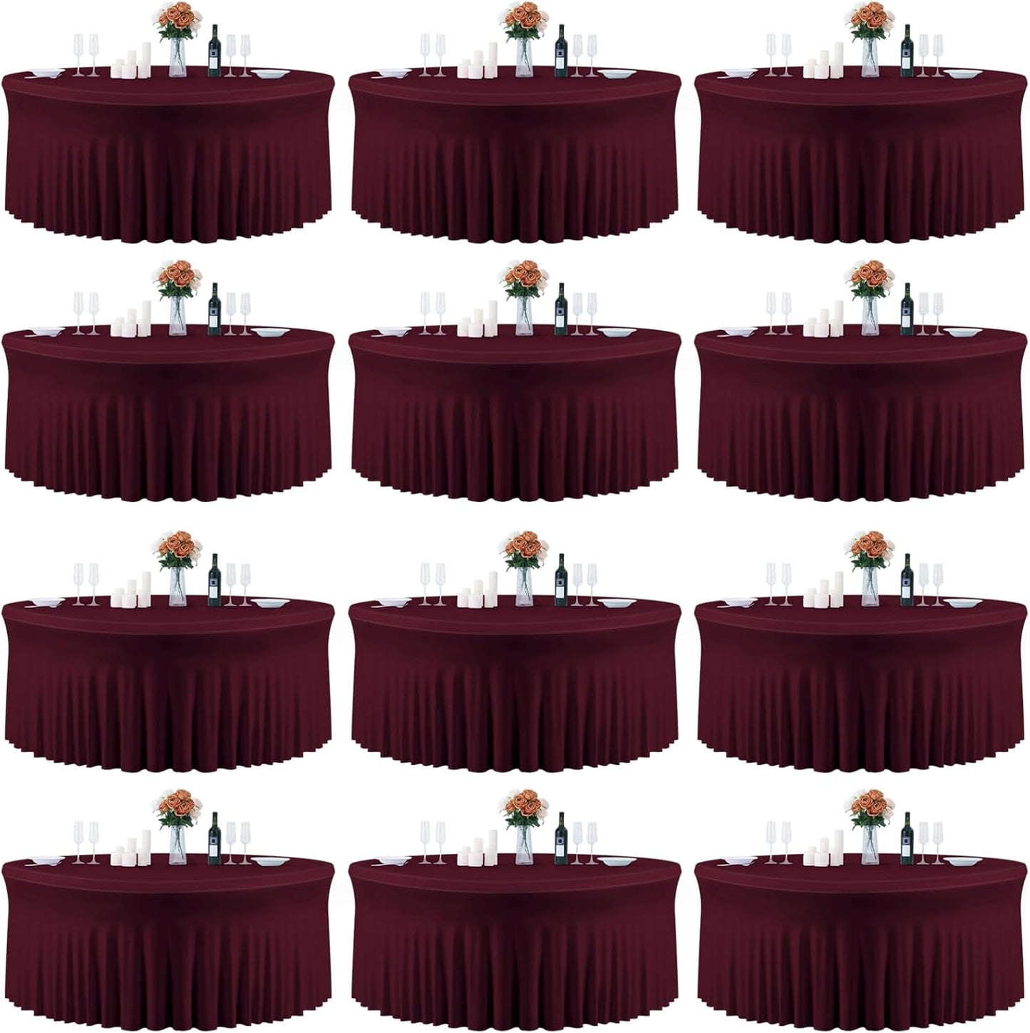 132 Inch Burgundy Round Tablecloths for Elegant Events and Parties
