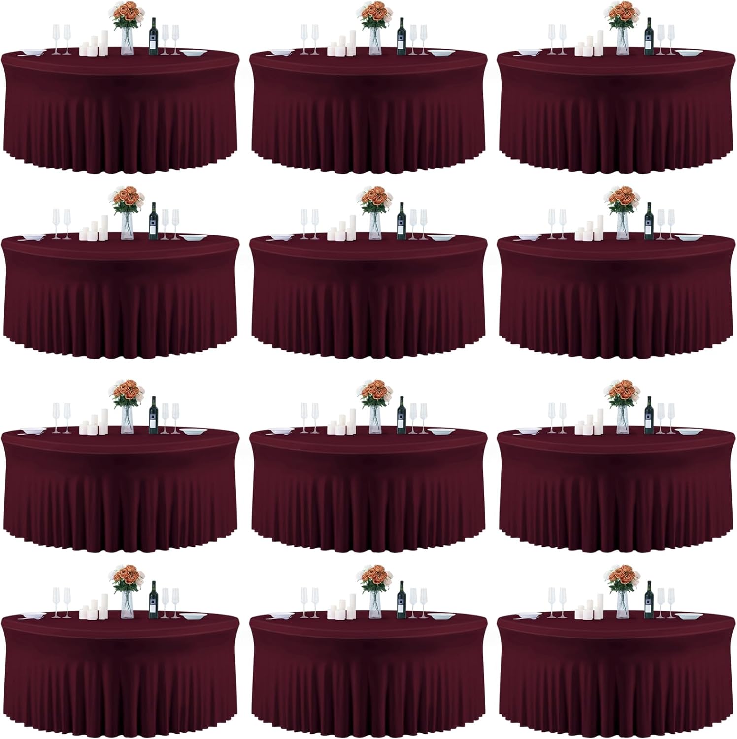 132 Inch Burgundy Round Tablecloths for Elegant Events and Parties
