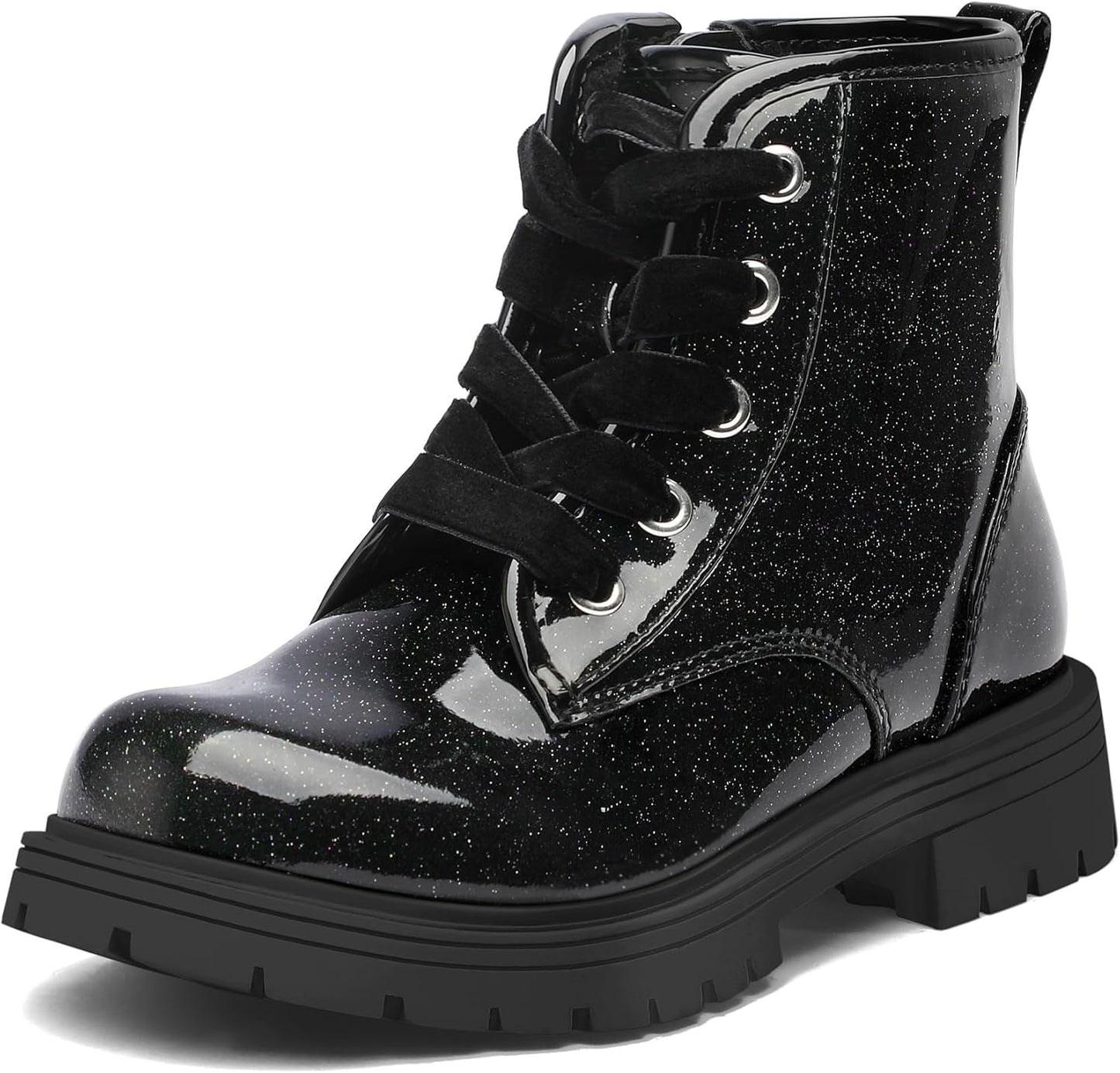 K KomForme Girls Glitter Ankle Boots Waterproof Combat Shoes