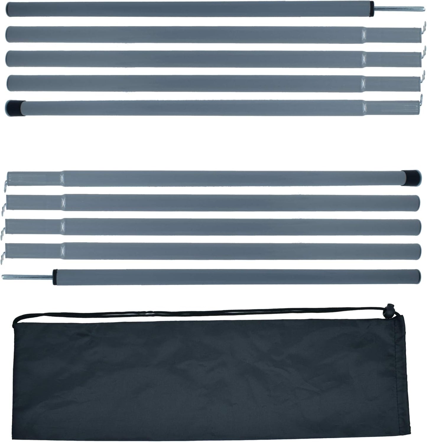 Set of 2 Grey Steel Tent Poles - Adjustable Replacement