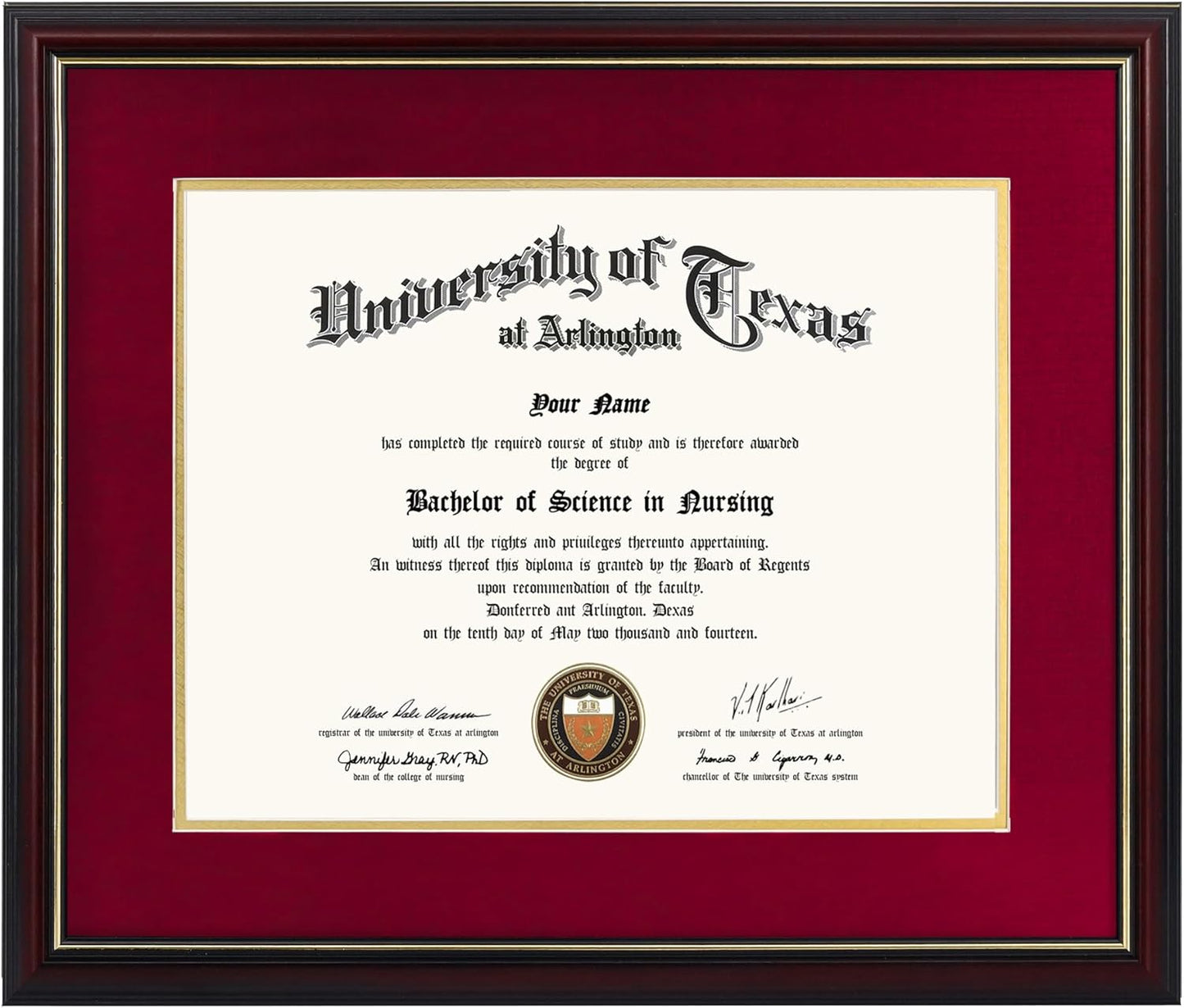 GraduationMall 11x14 Diploma Frame with Red Gold Mat Finish
