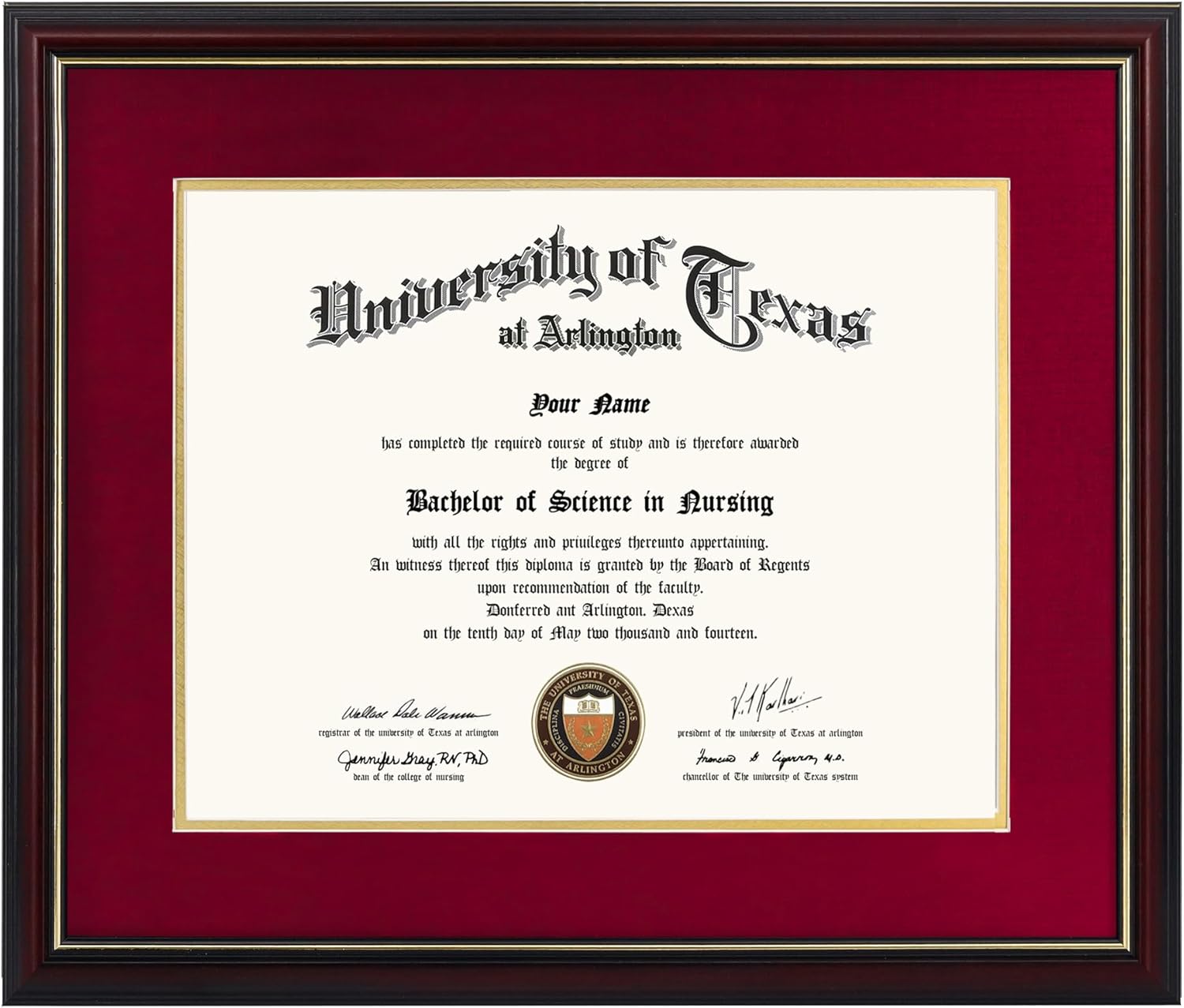 GraduationMall 11x14 Diploma Frame with Red Gold Mat Finish