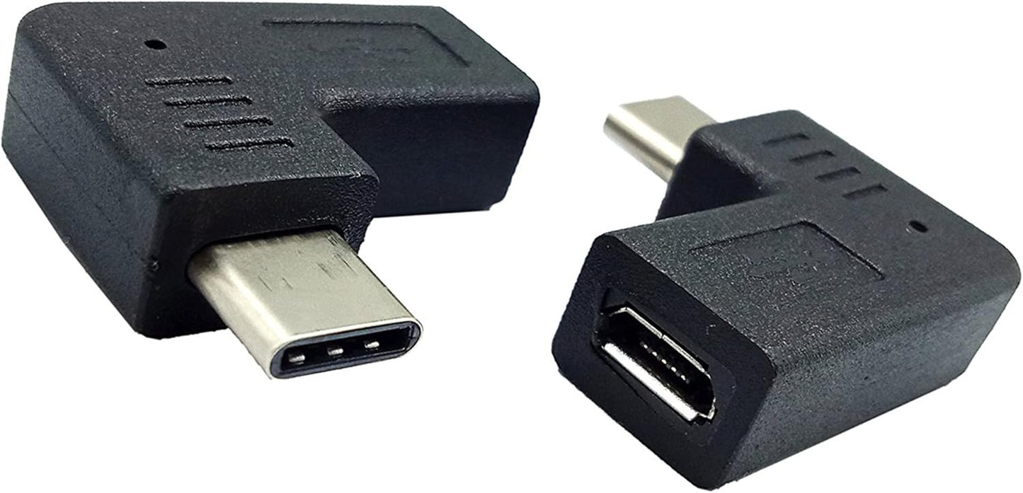 2-Pack 90 Degree USB-C to Micro USB Adapter Set