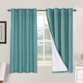 Linen Blackout Curtains 63 in Pair - 100% Blackout Teal
