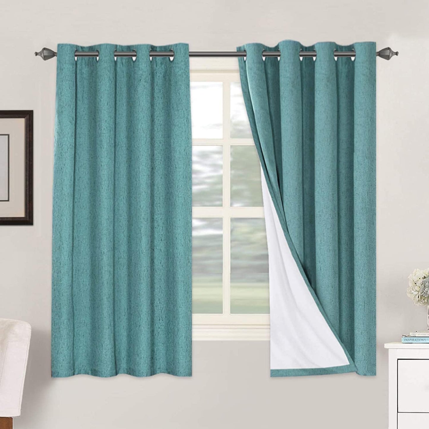 H.VERSAILTEX Linen Blackout Curtains for Energy Saving Comfort
