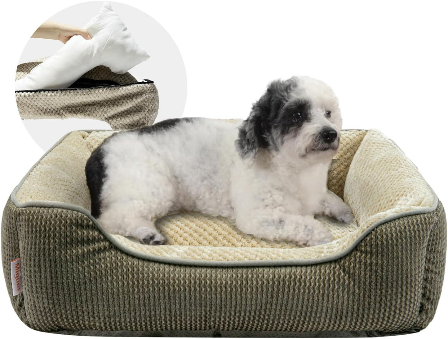 Medium Small Dog Bed with Washable Cover for Indoor Pets