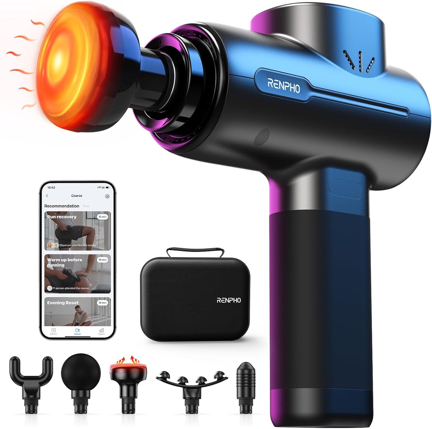RENPHO Massage Gun with Heat for Deep Tissue Muscle Relief