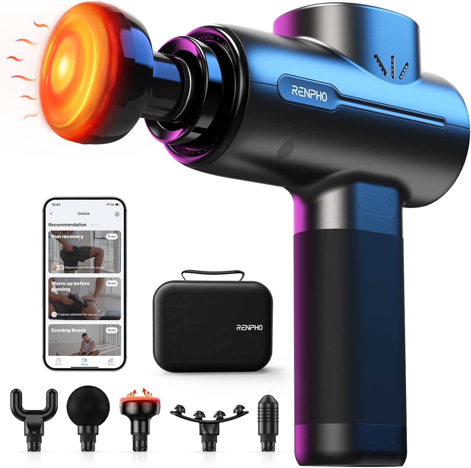 RENPHO Massage Gun with Heat for Deep Tissue Muscle Relief