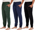 Men's Cotton Jersey Jogger Sleep Pants 3 Pack - Soft Lounge Comfort