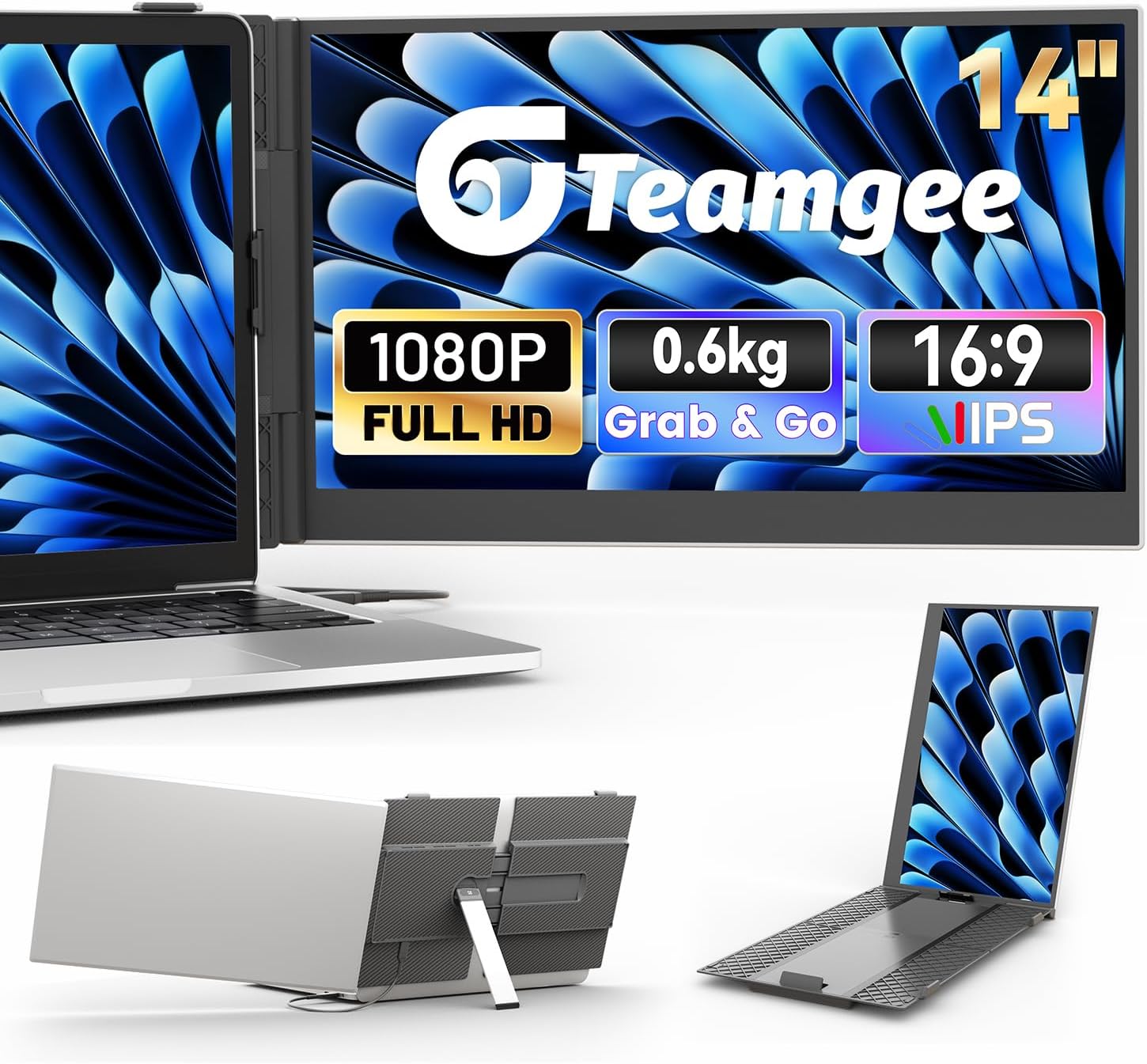 Teamgee Laptop Screen Extender: Ultra-Thin 14in FHD Monitor