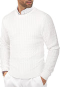 Crewneck Knit Sweater Slim Fit Lightweight Cable Pullover Clothing