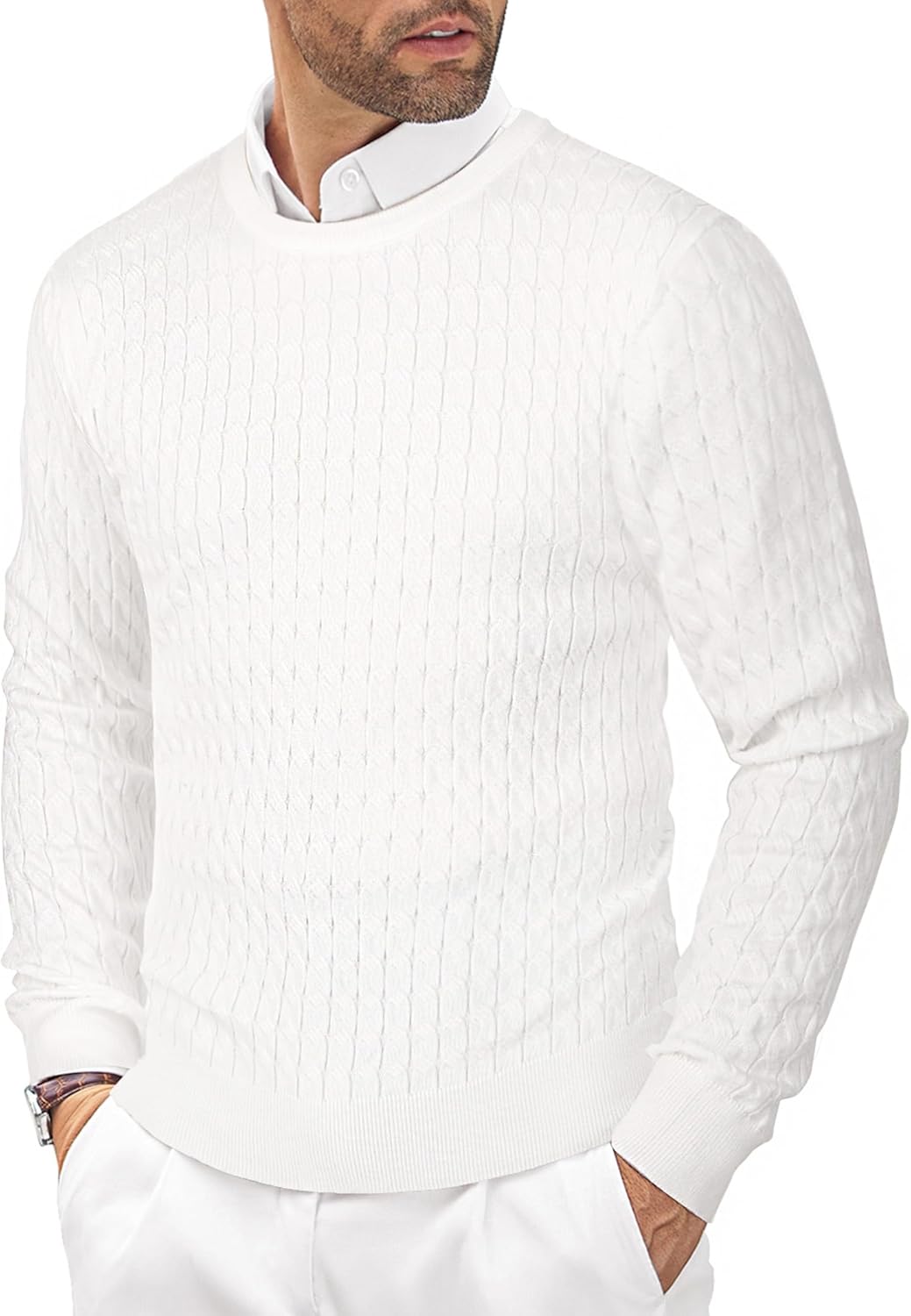 COOFANDY Men's Crewneck Knit Sweater for Stylish Comfort