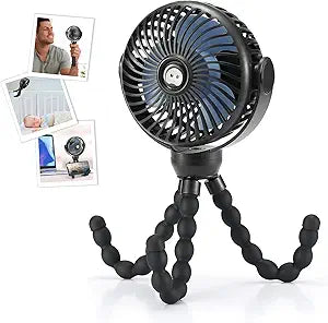 Upgraded Portable Baby Stroller Fan with Flexible Tripod Design