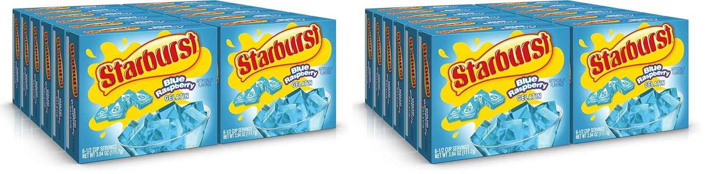 Starburst Gelatin Blue Raspberry Pack of 24 for Juicy Fun